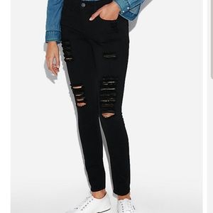 Express midrise distressed black jean legging